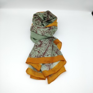 Green and yellow edge butterfly bird scarf